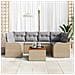 Set di Sofà da Giardino con Cuscini  7 Pezzi Beige Polyrattan Acacia, Sofà da Giardino a Due Posti con Cuscini  Beige Polyrattan - Foto miniatura 2