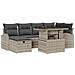Set Divano da Giardino  7 Pezzi con Cuscini Grigio Chiaro Polyrattan, Divano da Giardino 2 Posti  con Stoccaggio e Cuscini Grigio Chiaro Polyrattan - Foto miniatura 1