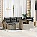 Set Divano da Giardino  7 Pezzi con Cuscini Grigio Chiaro Polyrattan, Divano da Giardino 2 Posti  con Stoccaggio e Cuscini Grigio Chiaro Polyrattan - Foto miniatura 2