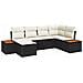 Set Divano da Giardino 6 Pezzi con Cuscini Nero Polyrattan Acacia - Foto miniatura 1