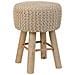 Sgabello In Cotone Intrecciato E Legno Marrone 32x32x44h - Foto miniatura 1