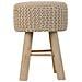 Sgabello In Cotone Intrecciato E Legno Marrone 32x32x44h - Foto miniatura 3