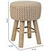 Sgabello In Cotone Intrecciato E Legno Marrone 32x32x44h - Foto miniatura 4
