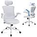 Sedia Da Ufficio - Sedia Ergonomica Con Poggiatesta, Supporto Lombare, Braccioli Ripiegabili E Funzione Dondolo 140°, Colore Bianco - Foto miniatura 1