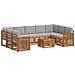 Set divani con cuscino 10 pcs Grigio Naturale e Chiaro - Foto miniatura 1