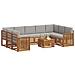 Set divani con cuscino 10 pcs Grigio Naturale e Chiaro - Foto miniatura 3
