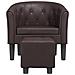 Poltrona A Pozzetto Con Poggiapiedi Marrone In Similpelle - Foto miniatura 3