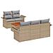 Set Divano Giardino  6 Pezzi Cuscini Beige Polyrattan Acacia, Divano Giardino  Due Posti Ripostiglio Cuscini Beige Polyrattan - Foto miniatura 1