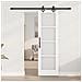 "Porta Scorrevole  con Set di Ferramenta ""ORKDAL"" Bianco in Legno Massello e Vetro, Porta Interna  con Vetro ""ORKDAL"" Bianca 61x198,5x4 cm" - Foto miniatura 3