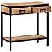 Tavolo Consolle 70x35x70 Cm In Legno Massello Di Mango Grezzo - Foto miniatura 5
