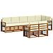 Set divani 8 pcs Naturale e Crema Legno di Acacia Massello - Foto miniatura 1
