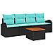 Set Divano da Giardino 5 pcs Nero e Turchese polyrattan - Foto miniatura 1