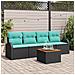 Set Divano da Giardino 5 pcs Nero e Turchese polyrattan - Foto miniatura 2