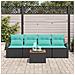 Set Divano da Giardino 5 pcs Nero e Turchese polyrattan - Foto miniatura 3