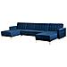 Divano A Forma Di U Con Ottomana Aberdeen Blu Marino Velluto Simmetrico - Foto miniatura 2