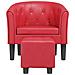 Poltrona A Pozzetto Con Poggiapiedi Rossa In Similpelle - Foto miniatura 3