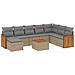 Set Divano Da Giardino 9 Pz Con Cuscini Beige In Polyrattan - Foto miniatura 1