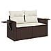 Set Divano Da Giardino 6 Pz Con Cuscini Marrone In Polyrattan - Foto miniatura 2