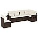 Set Divano Da Giardino 6 Pz Con Cuscini Marrone In Polyrattan - Foto miniatura 1