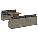 Set di Sofà da Giardino con Cuscini  8 Pezzi Grigio in Rattan Poly Acacia, Sofà da Giardino con Cuscini  2 Posti Grigio in Rattan Poly - Foto miniatura 1