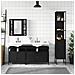 Set Mobili da Bagno 4 pz Nero in Legno Multistrato - Foto miniatura 3