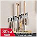 Wall-mounted Broom Holder Silver - 30cm, 2 Clips 3 Hooks, Mop And Broom Organizer - Foto miniatura 2