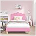 Struttura letto bambini con testata Rosa 80 x 200 cm Tessuto - Foto miniatura 3