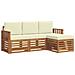 Set divani 4 pcs Naturale e Crema Legno di Acacia Massello - Foto miniatura 1