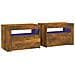Comodini 2 pz con Luci LED Rovere Fumo 60x35x40 cm - Foto miniatura 1