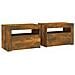Comodini 2 pz con Luci LED Rovere Fumo 60x35x40 cm - Foto miniatura 2