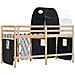 Letto a Soppalco con Tunnel Bambini Bianco e Nero 90x190cm Pino - Foto miniatura 6
