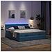 Pouf Letto con Materassi e LED Blu Scuro 200x200cm Velluto - Foto miniatura 3