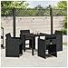 Set da Pranzo per Giardino con cuscino 5 pcs Nero Poly Rattan - Foto miniatura 4