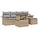 Set Divano da Giardino con cuscino 6 pcs Beige Poly Rattan - Foto miniatura 1