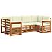 Set divani 6 pcs Naturale e Crema Legno di Acacia Massello - Foto miniatura 1