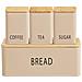 Set Cucina Tula: Panettiera E 3 Contenitori In Metallo Beige E Bambù - Foto miniatura 1
