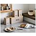 Set Cucina Tula: Panettiera E 3 Contenitori In Metallo Beige E Bambù - Foto miniatura 6