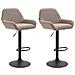 Set 2 Sgabelli Bar Braga in Tessuto - Coppia Sedie Cucina Regolabili con Schienale e Braccioli - Sedie Sgabello Bancone Imbottite Tortora - Foto miniatura 2