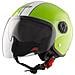 Moto Casco Jet Verde Omologato Ece Grafica Bianca Parasole Doppia Visiera L - Foto miniatura 2