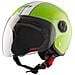 Moto Casco Jet Verde Omologato Ece Grafica Bianca Parasole Doppia Visiera L - Foto miniatura 5