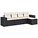 Set Divani da Giardino 5 pz con Cuscini in Polyrattan Nero - Foto miniatura 1
