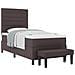 Letto Box Spring con Materasso e Panchina Marrone Scuro 90x200 cm Tessuto - Foto miniatura 1