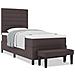 Letto Box Spring con Materasso e Panchina Marrone Scuro 90x200 cm Tessuto - Foto miniatura 4