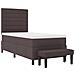 Letto Box Spring con Materasso e Panchina Marrone Scuro 90x200 cm Tessuto - Foto miniatura 8