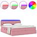 Letto con luci a strisce a LED Rosa 200 x 200 cm Velluto - Foto miniatura 4