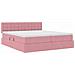 Letto con luci a strisce a LED Rosa 200 x 200 cm Velluto - Foto miniatura 7