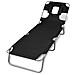 Lettino Prendisole Pieghevole Cuscino Schienale Regolabile Nero - Foto miniatura 1