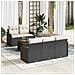 Set divano da giardino 6 pezzi con cuscini Nero Polyrattan Acacia, Divano da giardino 2 posti con storage e cuscini Nero Polyrattan - Foto miniatura 2