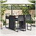 Set Bar da Giardino 5 pz con Cuscini Nero in Polyrattan Acacia - Foto miniatura 3