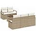 Set Divano da Giardino 6 pcs Beige e Crema 55 x 55 x 37 cm - Foto miniatura 1
